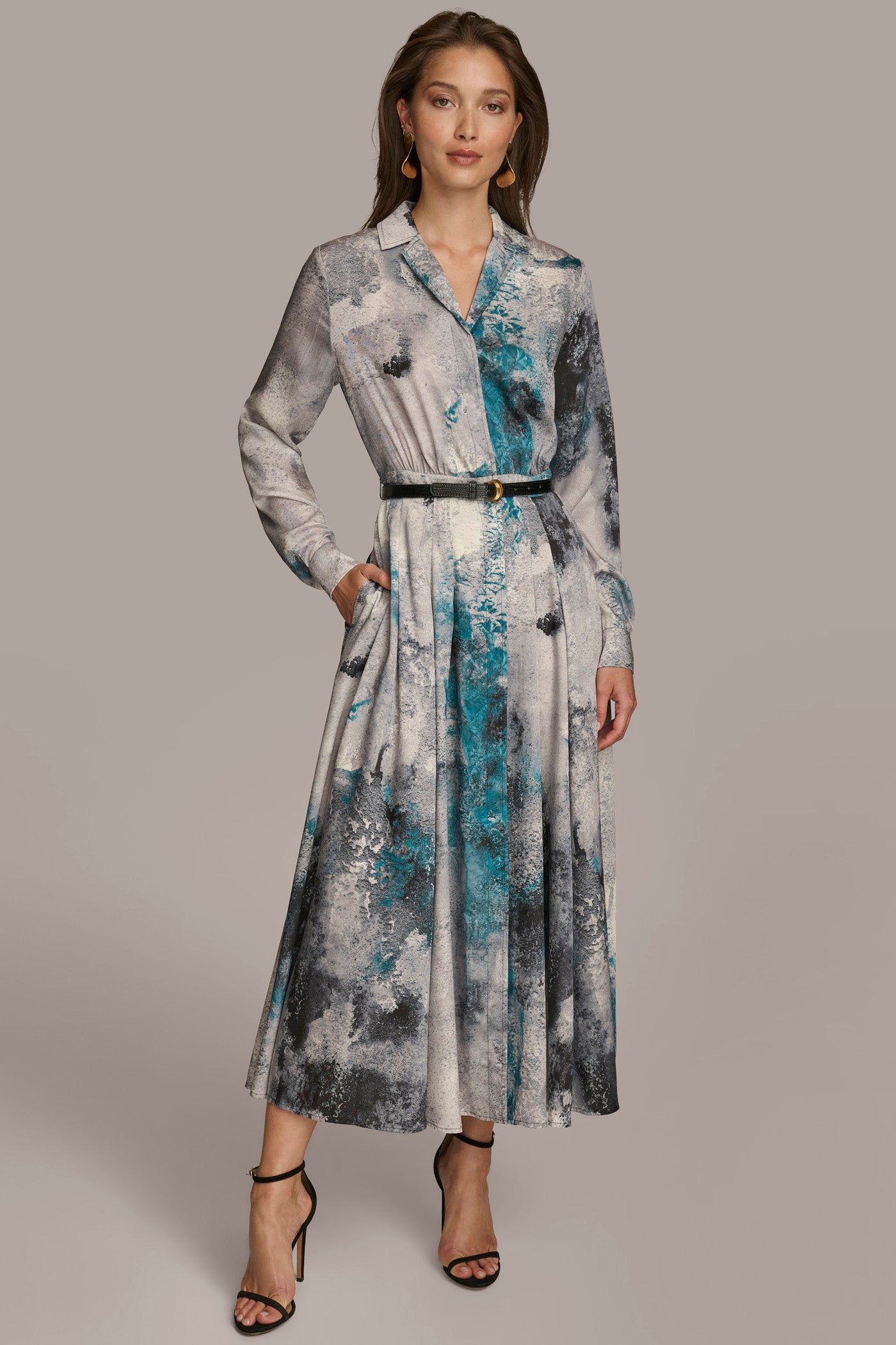 (image for) OTHERWORLDLY PRINTED BELTED SHIRT DRESS